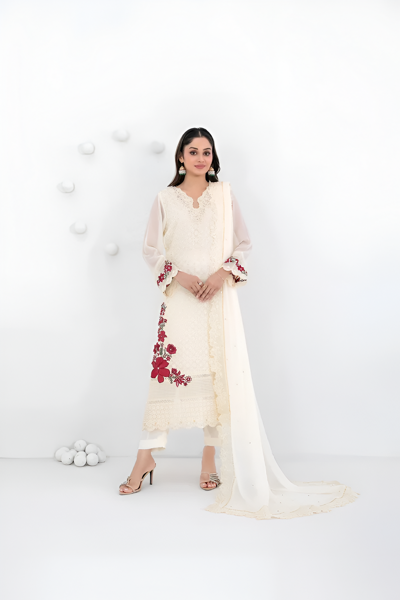SATORI By Tawakkal 3pcs Semi-Stitched Fancy Embroidered Chiffon suit [D-3935]
