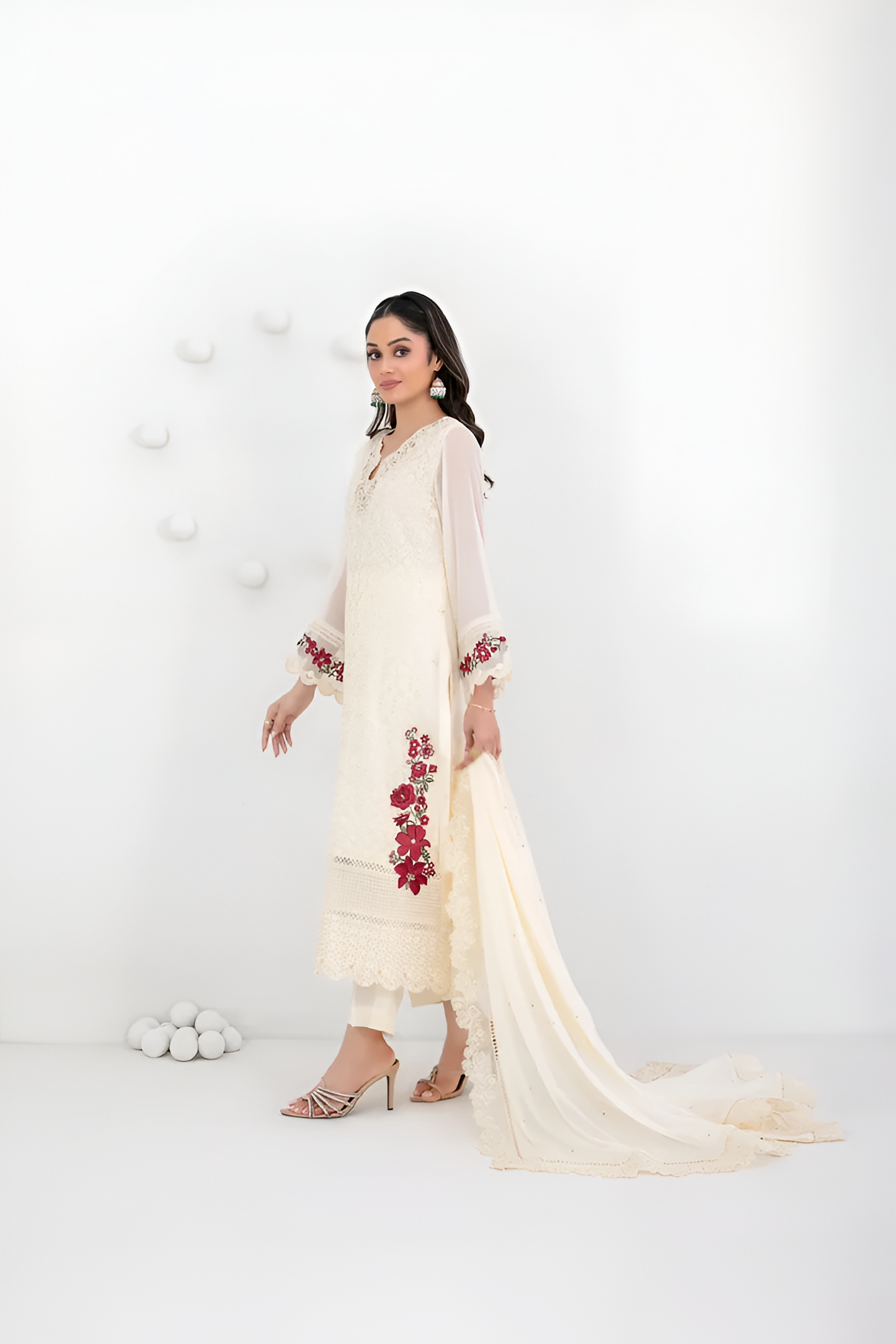 SATORI By Tawakkal 3pcs Semi-Stitched Fancy Embroidered Chiffon suit [D-3935]