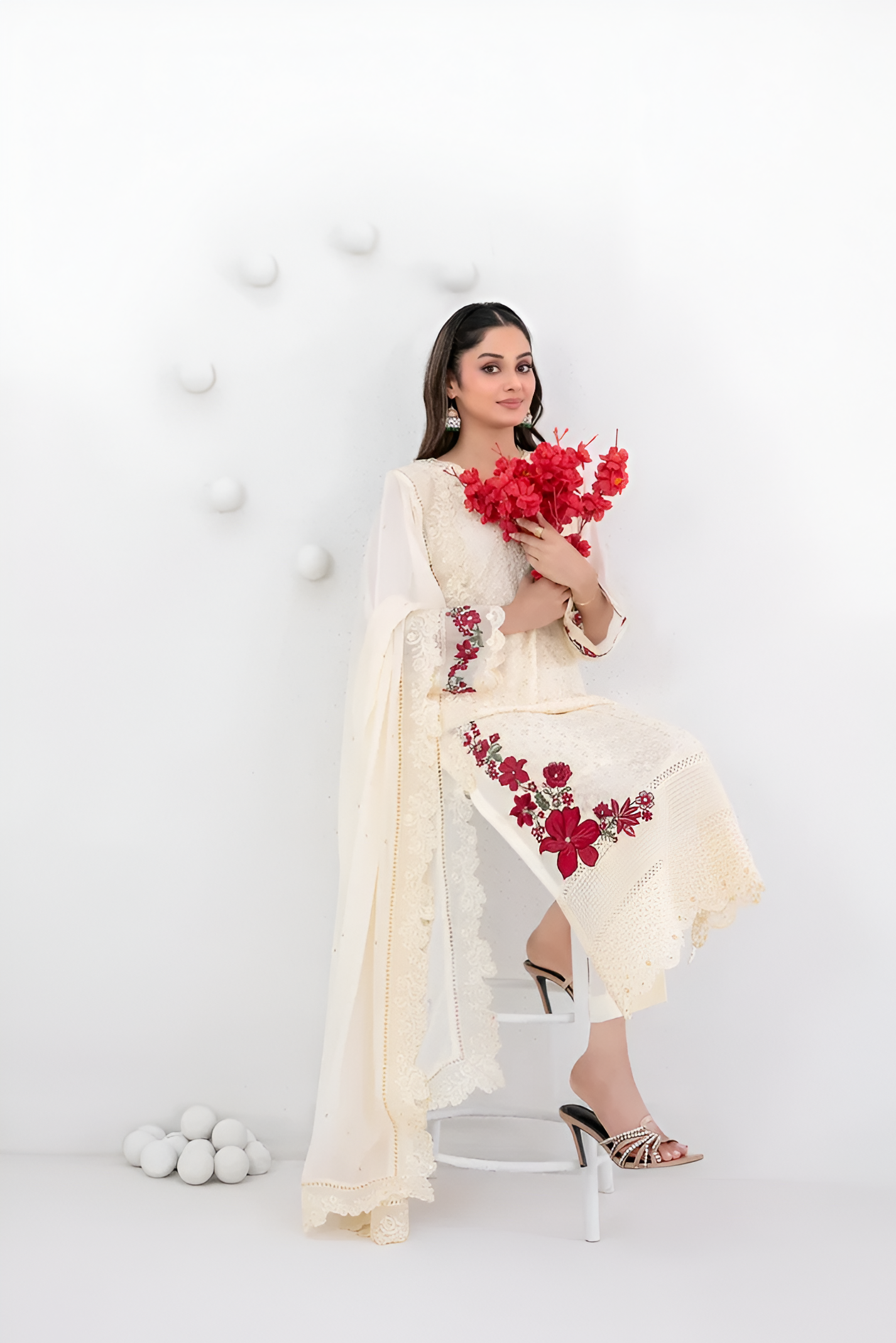SATORI By Tawakkal 3pcs Semi-Stitched Fancy Embroidered Chiffon suit [D-3935]