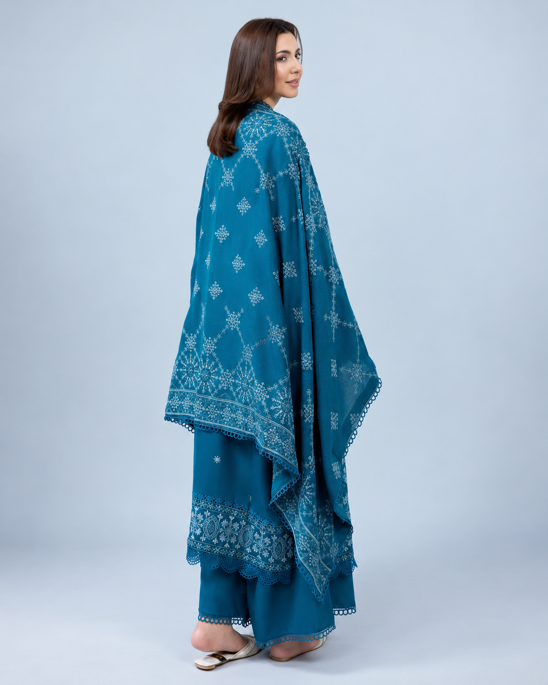 Zarnish by Johra Luxury Embroidered Winter Suit with Embroidered Wool Shawl