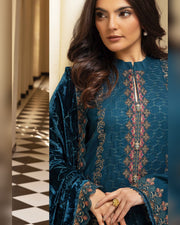 Shaista Gold Full Embroidered Peach 3 Piece Suit with Palachi Dupatta