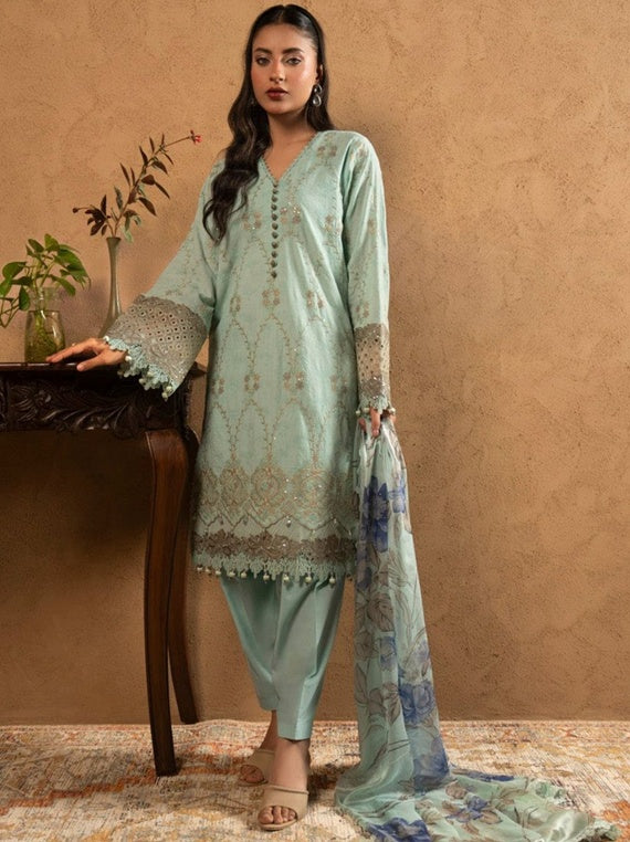 Alkaram Exclusive Designs | Star Fabrics (SL-19-26-Light Blue )