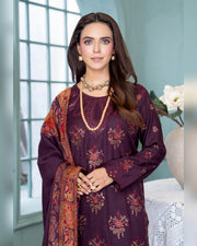 Mahgul Vol. 2 by Riaz Arts – Luxury Embroidered Tensil Peach Leather 3 Piece Winter Suit with Kani Wool Shawl