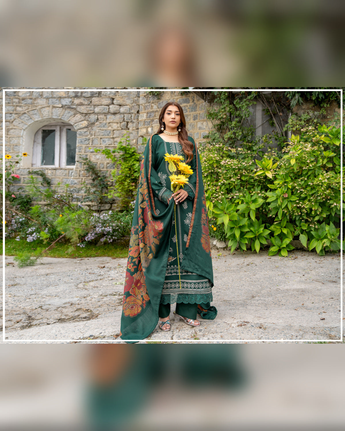 Riaz Arts Qisa Luxury Winter Embroidered Peach Leather Suit with Kani Wool Shawl