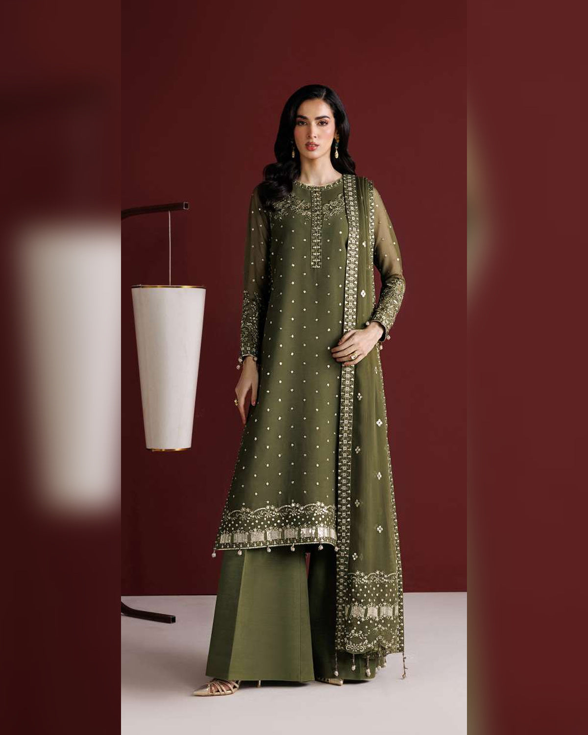 Farasha Azure Royale Luxury Embroidered Chiffon 3 Piece Suit
