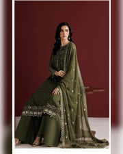 Farasha Azure Royale Luxury Embroidered Chiffon 3 Piece Suit