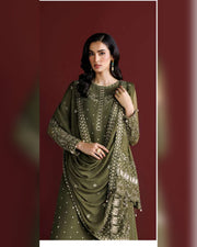 Farasha Azure Royale Luxury Embroidered Chiffon 3 Piece Suit