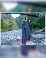 Riaz Arts Zarar Luxury Winter Embroidered Wool Touch Peach Suit with Banarsi Jacquard Shawl