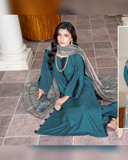 Chinar by Riaz Arts – Luxury Wool Touch Peach 3 Piece Winter Suit with Pashmina Jacquard Shawl