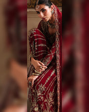 Zahra by ALTAN – NOORE '26 Crimson Red Luxury Embroidered Formal Suit