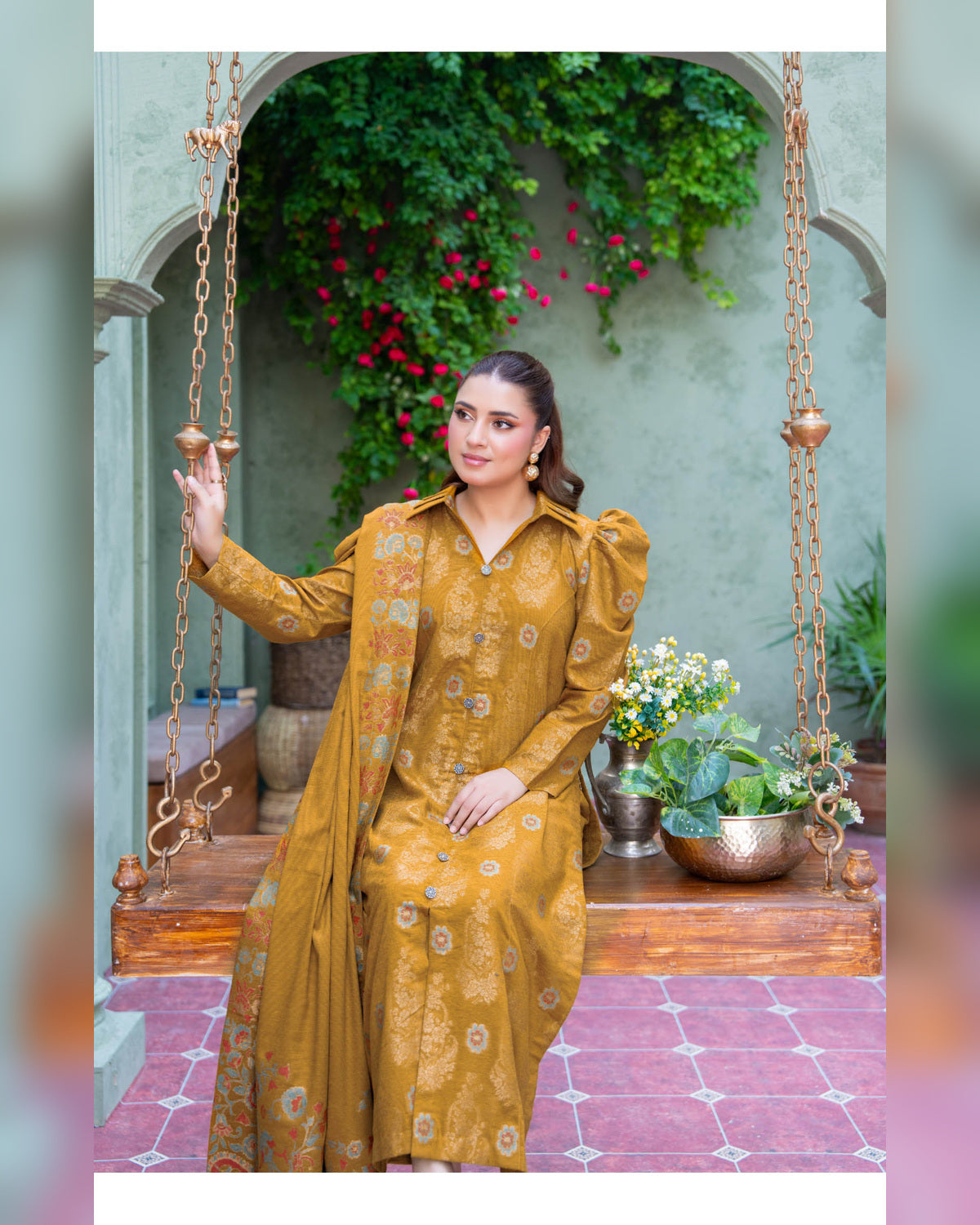Riaz Arts Kani Micro Velvet Jacquard 3 Piece Suit with Jacquard Shawl