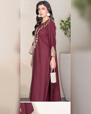Chinar by Riaz Arts – Luxury Wool Touch Peach 3 Piece Winter Suit with Pashmina Jacquard Shawl