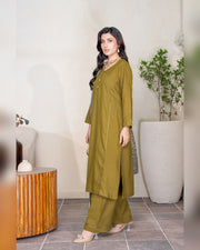 Chinar by Riaz Arts – Luxury Wool Touch Peach 3 Piece Winter Suit with Pashmina Jacquard Shawl
