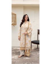 Gul Ahmed Printed Linen 3 Piece Unstitched Suit with Printed Dupatta