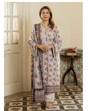 Gul Ahmed Printed Linen 3 Piece Unstitched Suit with Printed Dupatta