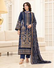 Mahveen by Johra Luxury Winter Embroidered Peach Leather Suit with Wool Shawl
