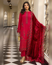 Shaista Gold Full Embroidered Peach 3 Piece Suit with Palachi Dupatta