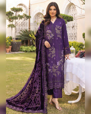 Shaista Gold Full Embroidered Peach 3 Piece Suit with Palachi Dupatta