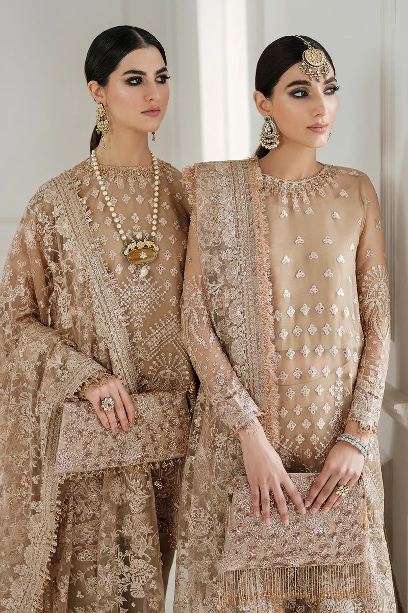 Luxury 11-Piece Embroidered Chiffon Suit with Net Dupatta & Silk Trouser | Handcrafted Patches, Neckline & Side Embroidery | Premium Unstitched Festive Wear for Women