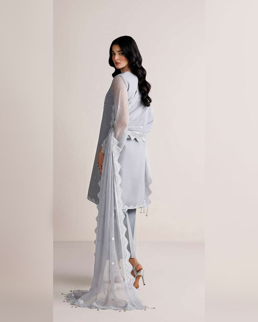 Farasha Azure Royale Luxury Embroidered Chiffon 3 Piece Suit