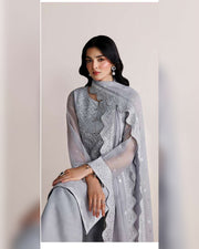 Farasha Azure Royale Luxury Embroidered Chiffon 3 Piece Suit