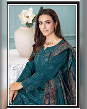 Mahgul Vol. 2 by Riaz Arts – Luxury Embroidered Tensil Peach Leather 3 Piece Winter Suit with Kani Wool Shawl