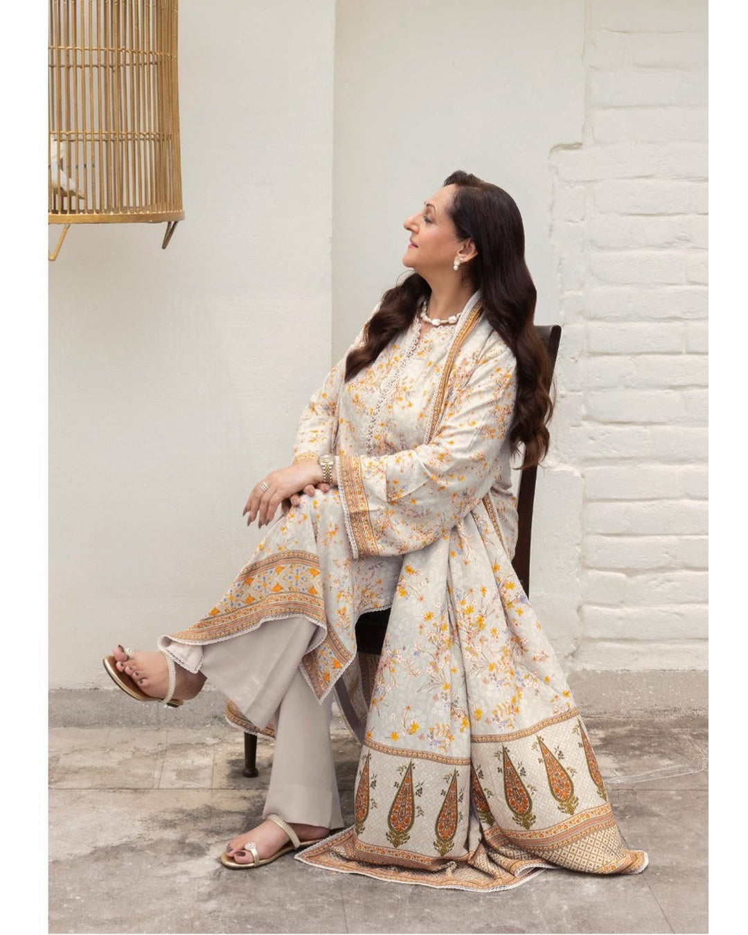 Gul Ahmed Printed Linen 3 Piece Unstitched Suit with Printed Dupatta