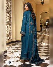 Shaista Gold Full Embroidered Peach 3 Piece Suit with Palachi Dupatta