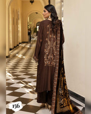 Shaista Gold Full Embroidered Peach 3 Piece Suit with Palachi Dupatta