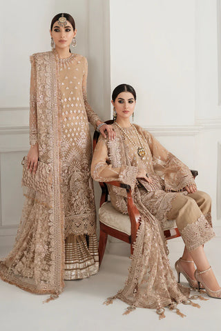 Luxury 11-Piece Embroidered Chiffon Suit with Net Dupatta & Silk Trouser | Handcrafted Patches, Neckline & Side Embroidery | Premium Unstitched Festive Wear for Women
