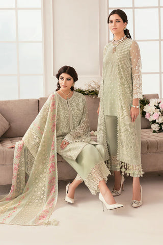 Luxury 10-Piece Embroidered Chiffon & Grip Suit | Digital Organza Dupatta, Embroidered Trouser Patch & Dyed Silk Trouser – Unstitched Formal & Party Wear
