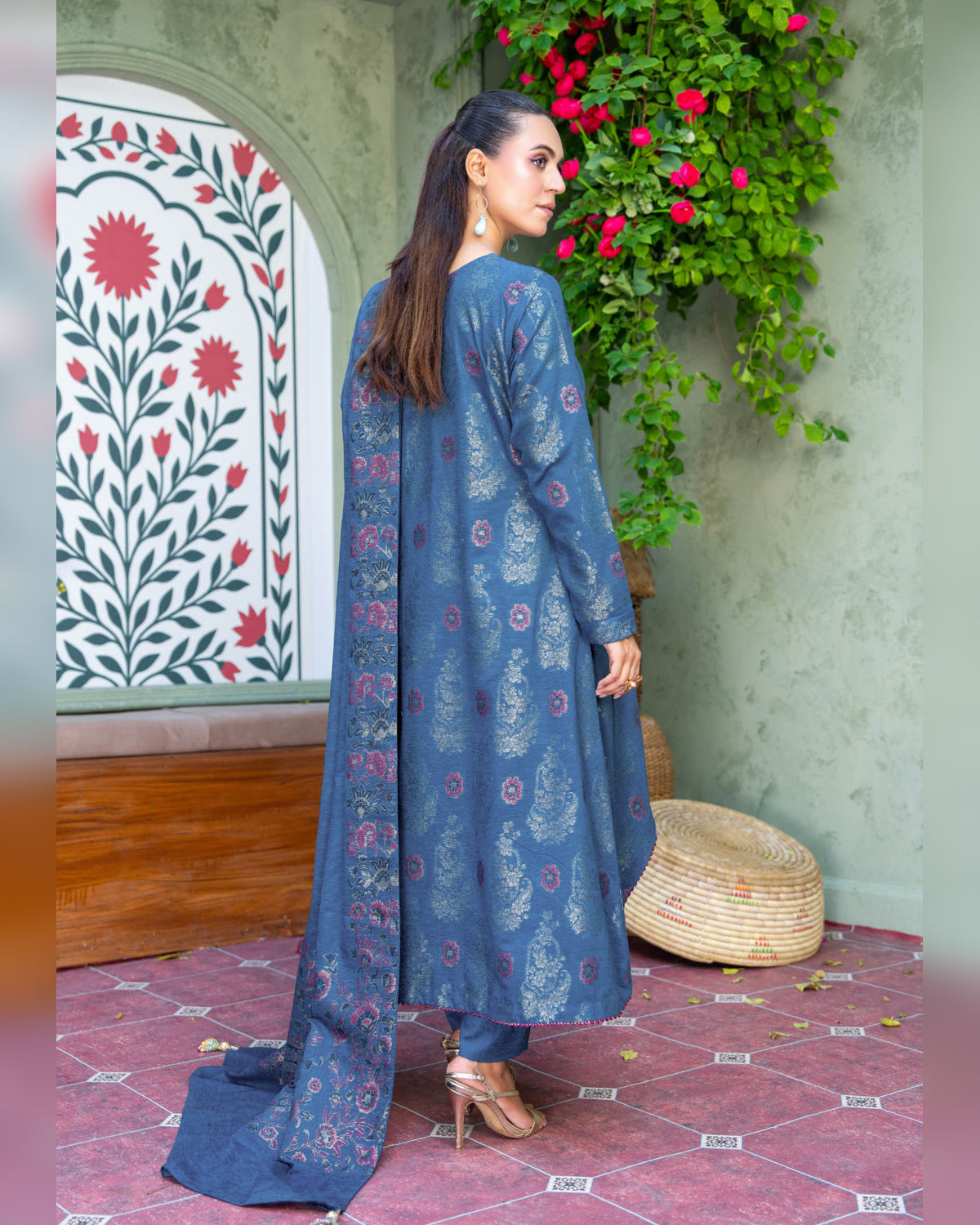 Riaz Arts Kani Micro Velvet Jacquard 3 Piece Suit with Jacquard Shawl