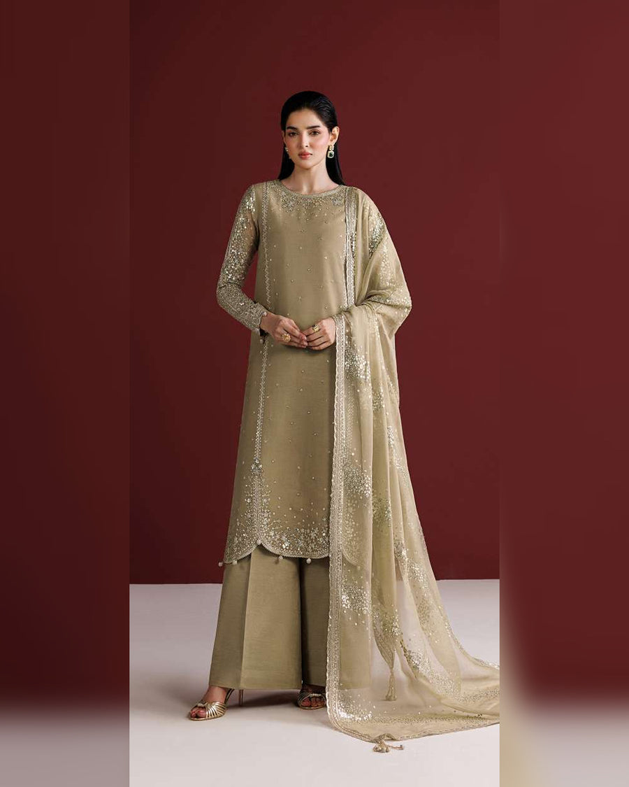 Farasha Azure Royale Luxury Embroidered Chiffon 3 Piece Suit