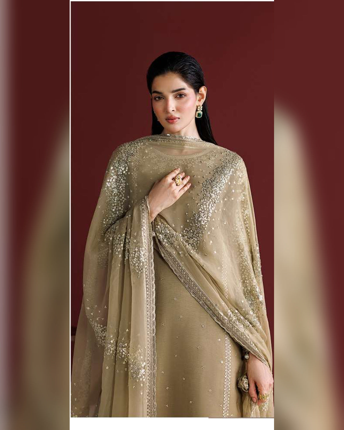 Farasha Azure Royale Luxury Embroidered Chiffon 3 Piece Suit