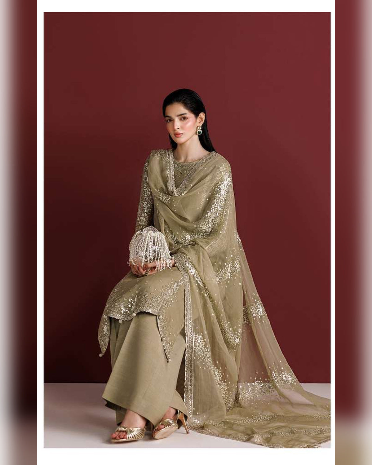 Farasha Azure Royale Luxury Embroidered Chiffon 3 Piece Suit