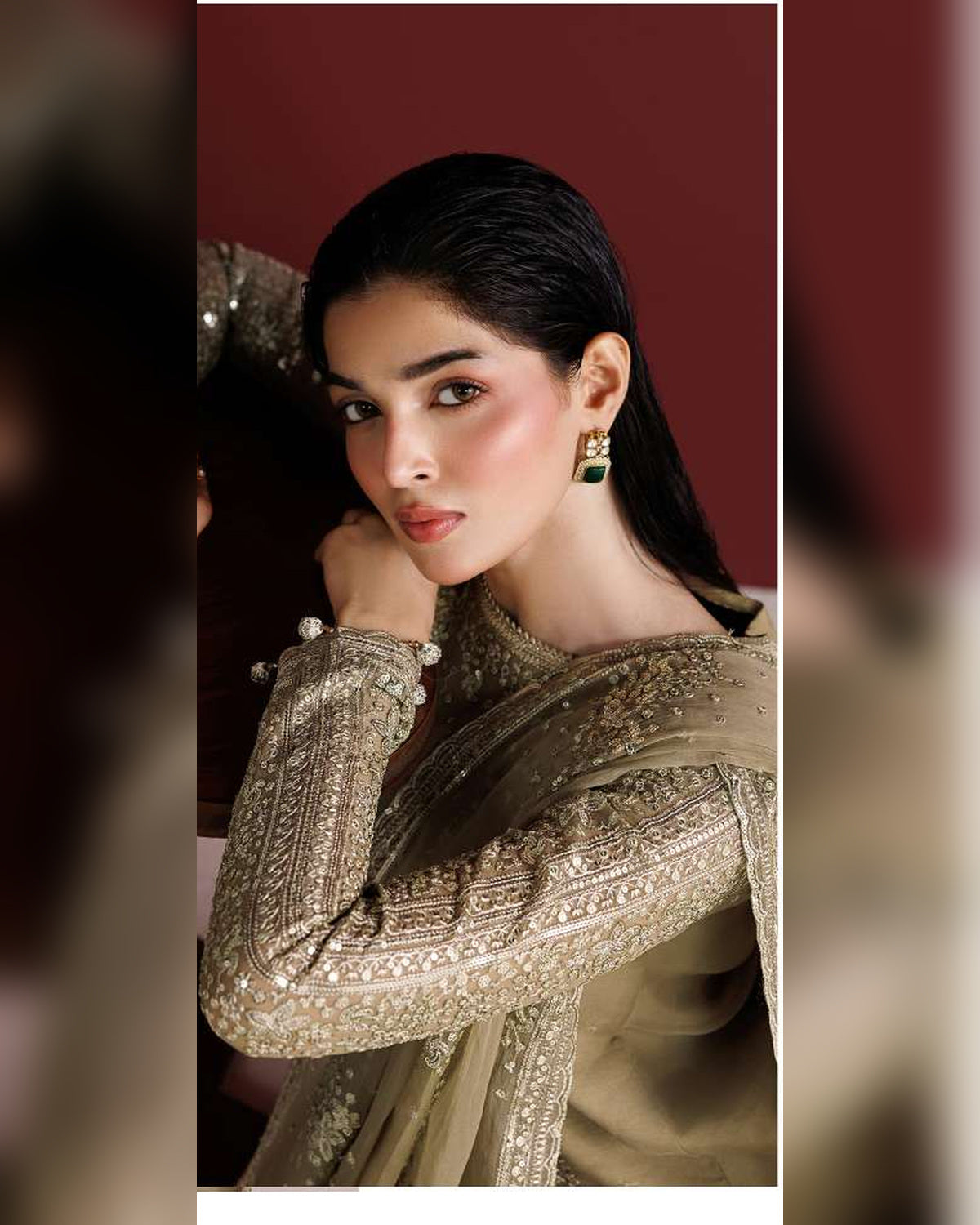 Farasha Azure Royale Luxury Embroidered Chiffon 3 Piece Suit