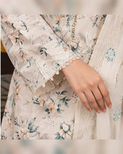 Manizay Dream Slub Bambo Embroidered 3 Piece Suit with Chiffon Dupatta