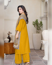 Chinar by Riaz Arts – Luxury Wool Touch Peach 3 Piece Winter Suit with Pashmina Jacquard Shawl