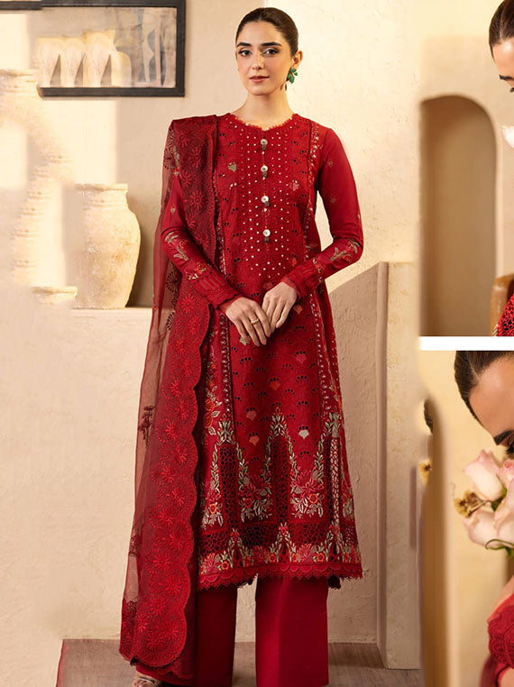 Maryam Hussain Luxury Lawn Collection2025 (L25-07 Berry)