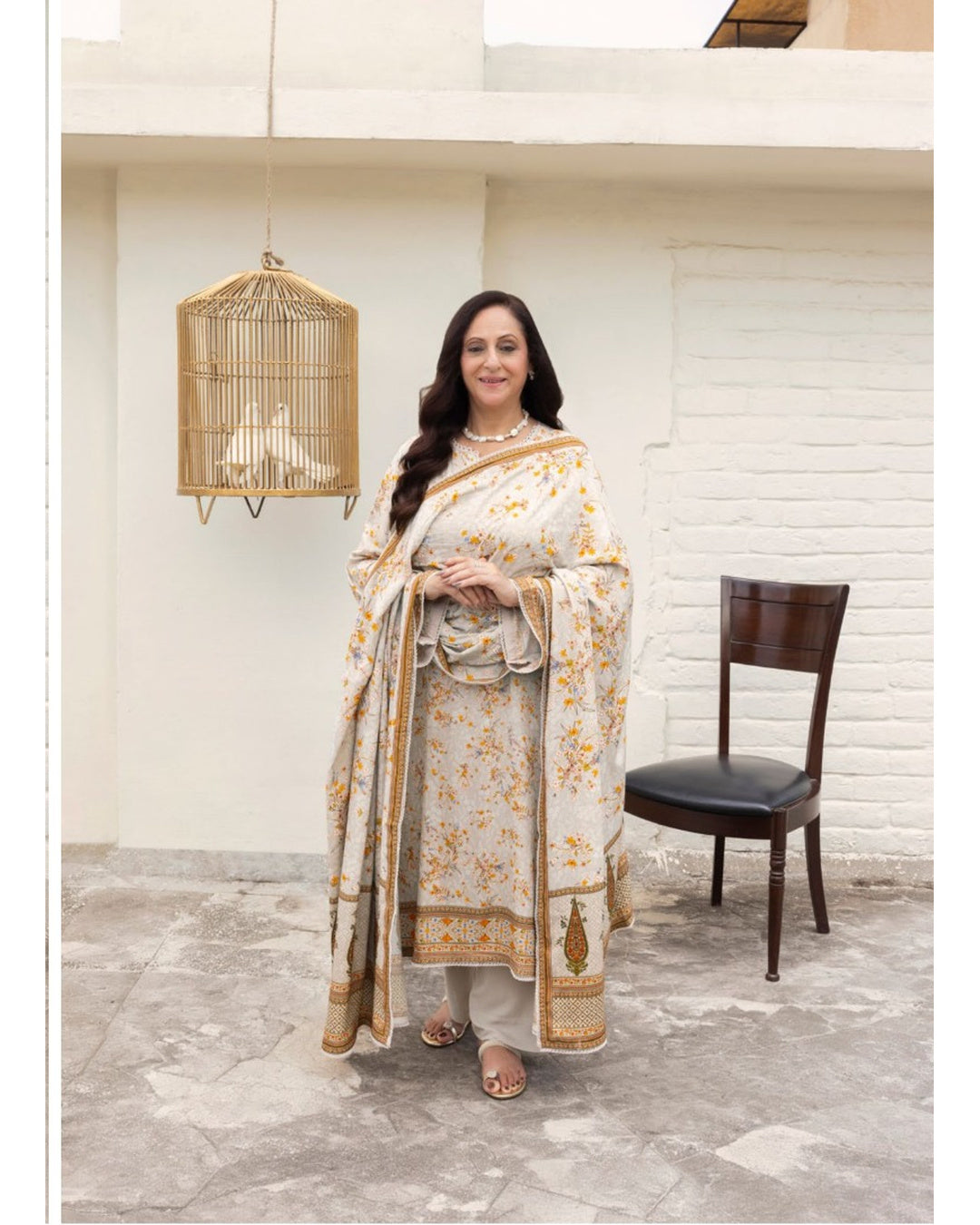 Gul Ahmed Printed Linen 3 Piece Unstitched Suit with Printed Dupatta