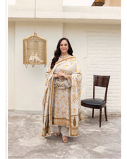 Gul Ahmed Printed Linen 3 Piece Unstitched Suit with Printed Dupatta