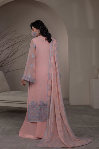 Embroidered Chiffon 3-Piece Suit with Organza Border & Chiffon Dupatta