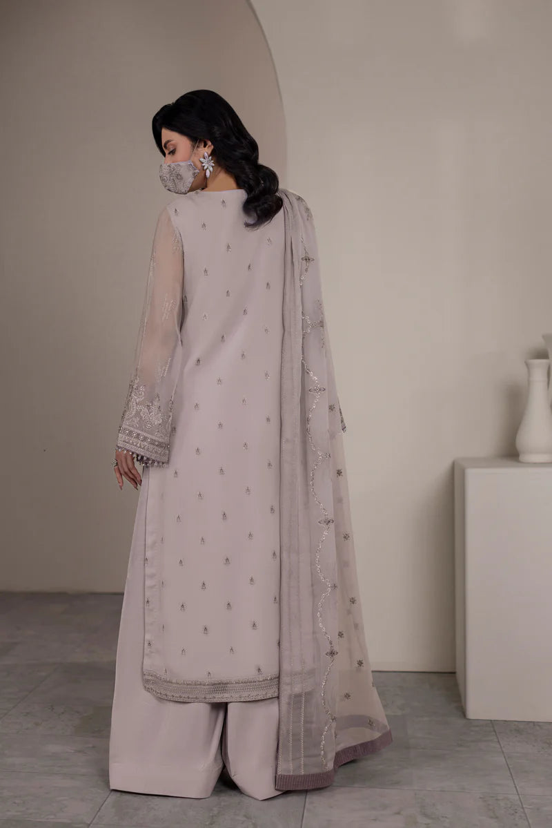 Embroidered Chiffon 3-Piece Suit with Organza Border & Chiffon Dupatta