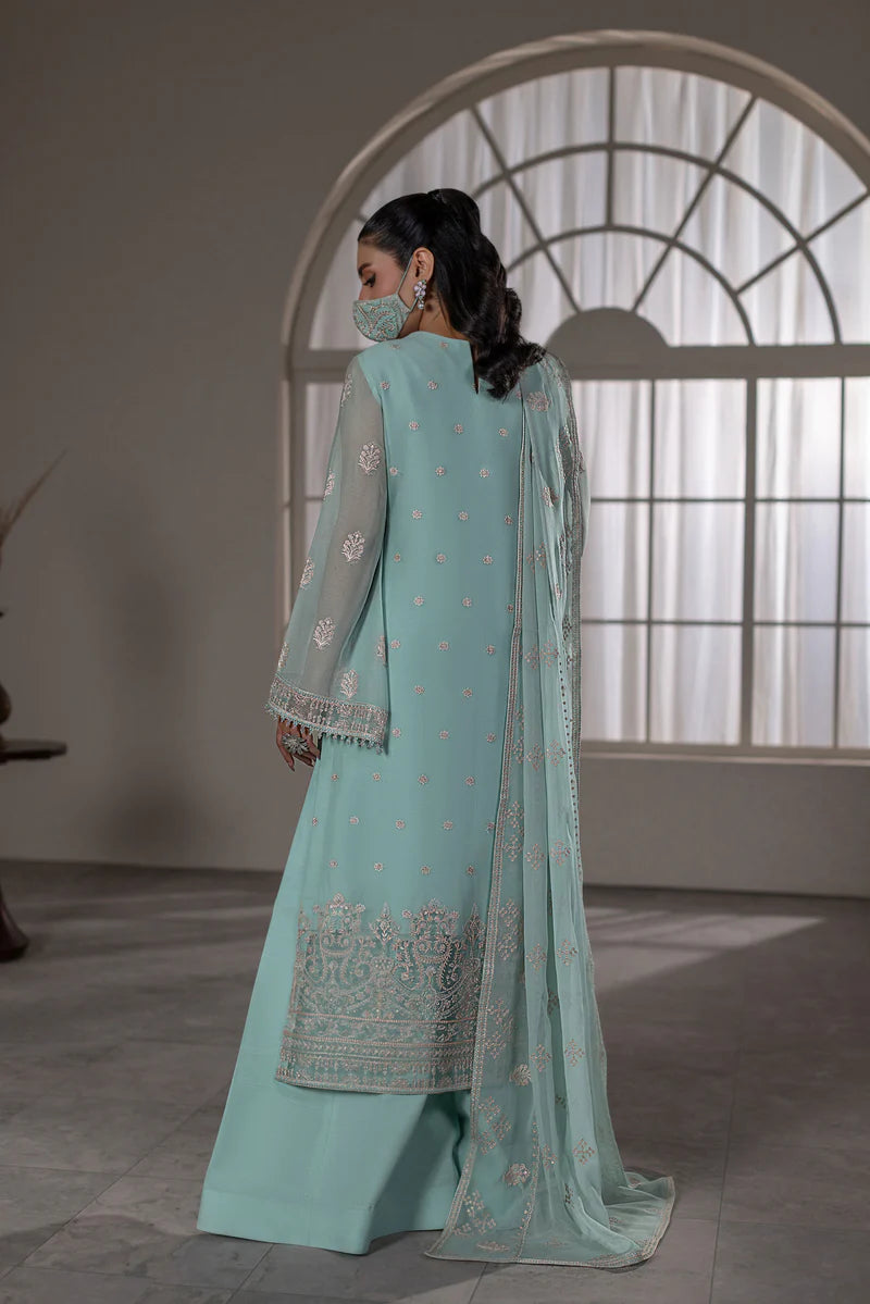 Embroidered Chiffon 3-Piece Suit with Organza Border & Chiffon Dupatta