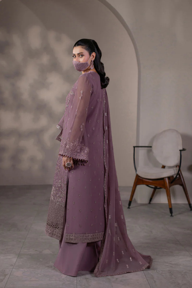 Embroidered Chiffon 3-Piece Suit with Organza Border & Chiffon Dupatta