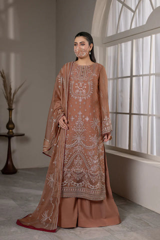 Embroidered Chiffon 3-Piece Suit with Organza Border & Chiffon Dupatta