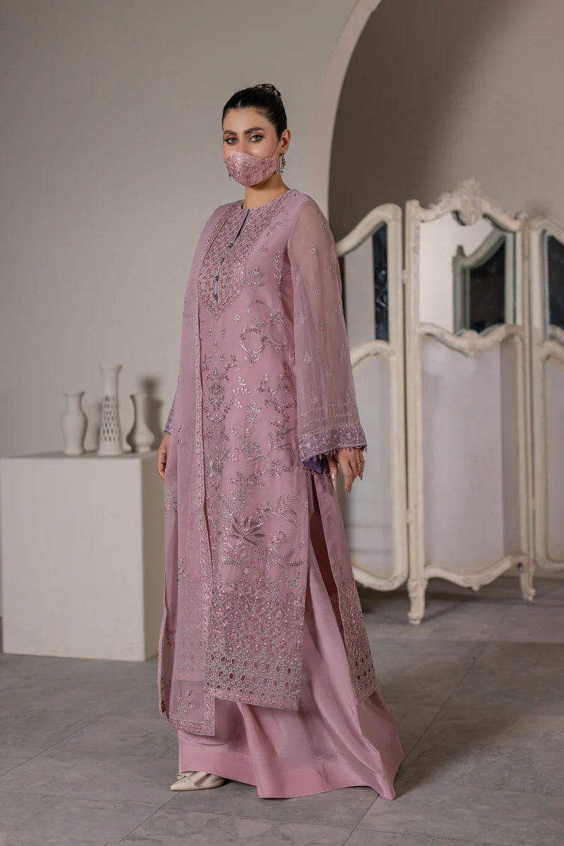 Embroidered Chiffon 3-Piece Suit with Organza Border & Chiffon Dupatta