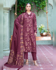 Riaz Arts Kani Micro Velvet Jacquard 3 Piece Suit with Jacquard Shawl