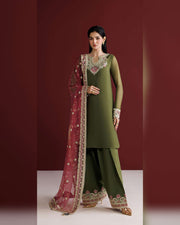 Farasha Azure Royale Luxury Embroidered Chiffon 3 Piece Suit