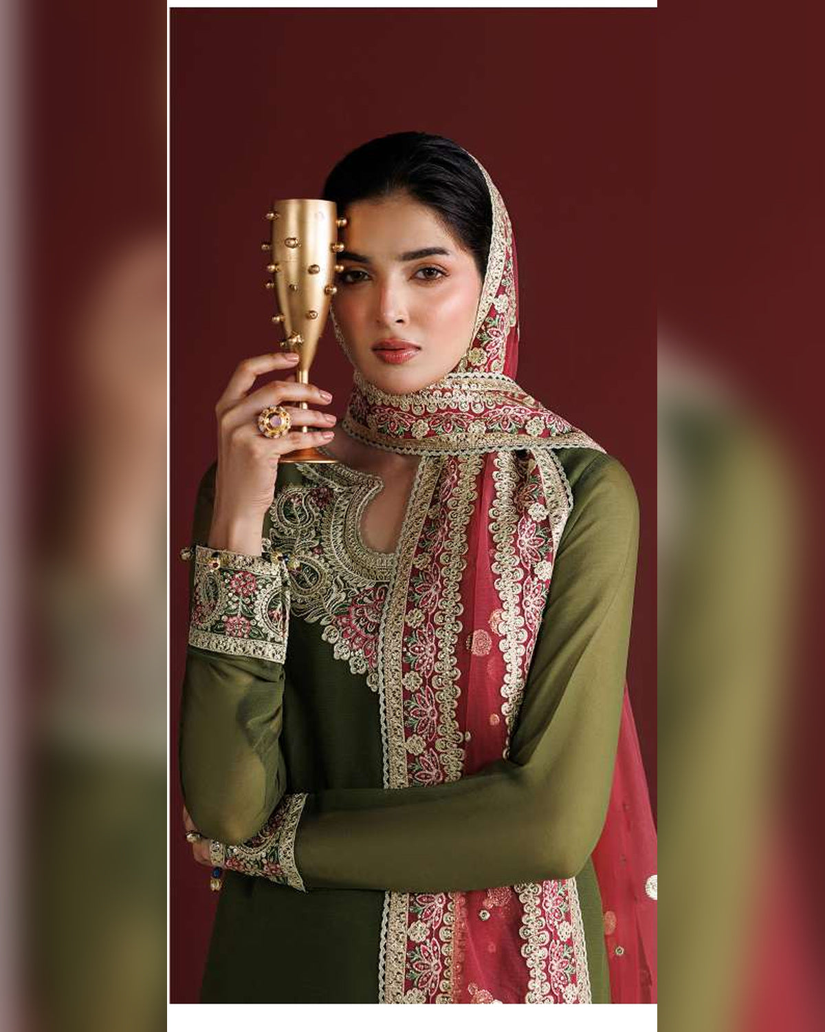 Farasha Azure Royale Luxury Embroidered Chiffon 3 Piece Suit